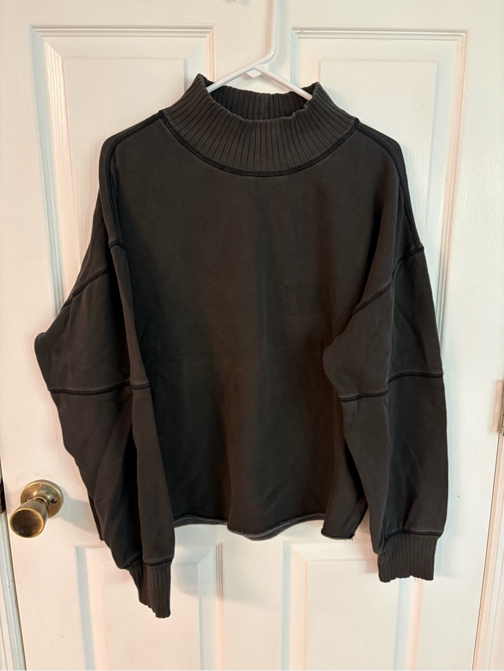 new aerie Black Ribbed Mockneck Sweatshirt